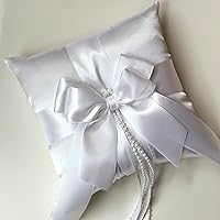 White Ring Bearer Pillow, White Ring Pillow Wedding (1 Ring Pillow Only, White)