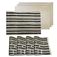 Dainty Home Reversible Metallic Place Mats Non-Slip Dining Table Indoor Outdoor Placemats 12 inch x 18 inch Rectangle Set of 4 in Jagged Black/Beige,4JAG1218BK