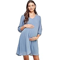 Womens Swiss Dot Maternity Dress with Slit Sleeve