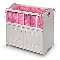 Badger Basket Toy Doll Bed with Storage, Bedding, and Personalization Kit for 22 inch Dolls - White