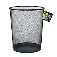Smart Design Steel Mesh Waste Basket - Set of 12 - Easy to Clean Design - Garbage, Paper Clutter, Metal Wire Trash Can Bin, Bathroom, Bedroom, Home and Office - 11.75 x 13.75 Inch - Black