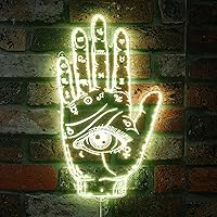 Psychic Readings Fortune Teller Hand with Palmistry RGB Dynamic Glam LED Sign - Cut-to-Edge Shape - Smart 3D Wall Decoration - Multicolor Dynamic Lighting st06s86-fnd-i0024-c