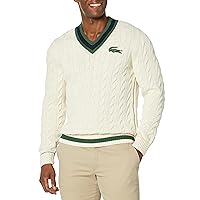 Lacoste Men's Long Sleeve Cable Knit Classic Fit Sweater Vest