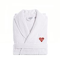 Linum Home Textiles TR00-XX-REDHRT I Love You Mom Embroidered White Terry Bathrobe, XX-Large, Red Heart