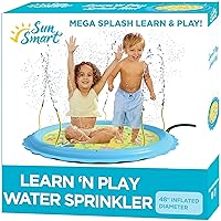 Learn 'N Play Sprinkler Splash Mat - Helps Kids Learn Letters, Colors and Writing - Inflatable Splash Mat with 24 Adjustable Spray Zones and Water Wiggle Tubes