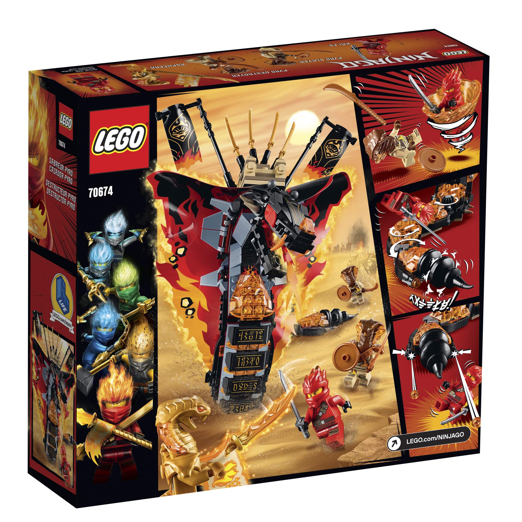 LEGO NINJAGO Fire Fang 70674 Snake Action Toy Building Set with Stud Shooters and Ninja Minifigures Characters, Perfect for Group Play (463 Pieces)
