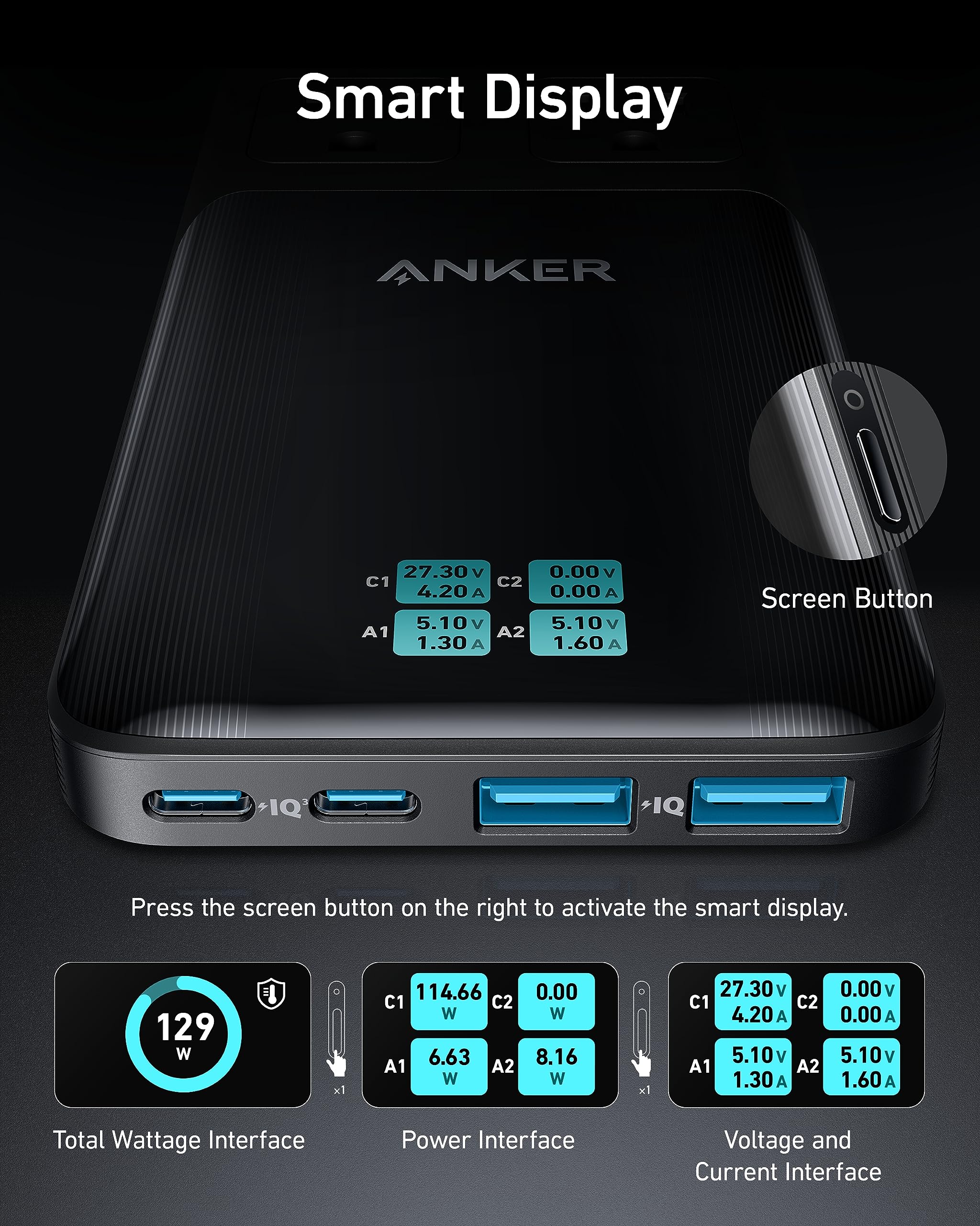 Anker Prime 6-in-1 USB C Charging Station, 140W Compact Power Strip for Work and Travel, 5 ft Detachable Extension Cord with 6 Ports, for iPhone 14, Galaxy, MacBook, and More (Non-Battery/Wireless)