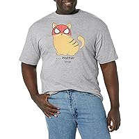 Marvel Big & Tall Spider-Man: Miles Morales Hero Meow Men's Tops Short Sleeve Tee Shirt, Athletic Heather, 5X-Large