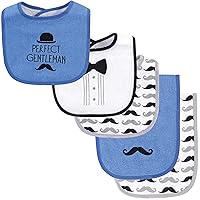Hudson Baby Unisex Baby Cotton Terry Bib and Burp Cloth Set, Perfect Gentleman, One Size