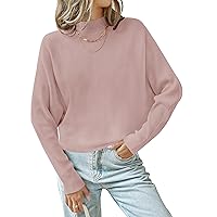 ZESICA Women's 2024 Fall Turtleneck Batwing Long Sleeve Ribbed Knit Casual Soft Pullover Sweater Jumper Top