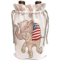3dRose Republican Party Elephant Mascot-Wine Bag, 13.5 by 8.5-inch , Beige