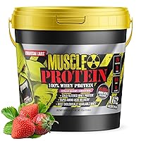 Muscle Protein Whey Powder [12 lbs/Pack of 1]-Strawberry Protein Powder, Cold Filtered, 25g Pure Protein, 6.6g BCAAs(Packaging May Vary)