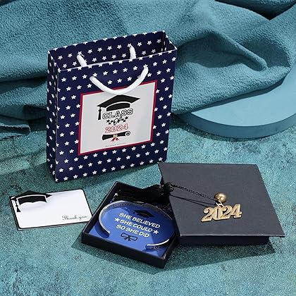 M MOOHAM Graduation Gifts for Her Him 2024, Inspirational Graduation Bracelets Class Of 2024 High School College Graduation Gifts for Her with Graduation Box