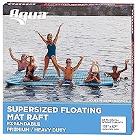 Aqua Supersized/Ultimate Floating Water Mat - Heavy Duty Floating Island Pad with Expandable Zippers - Multiple Sizes and Colors