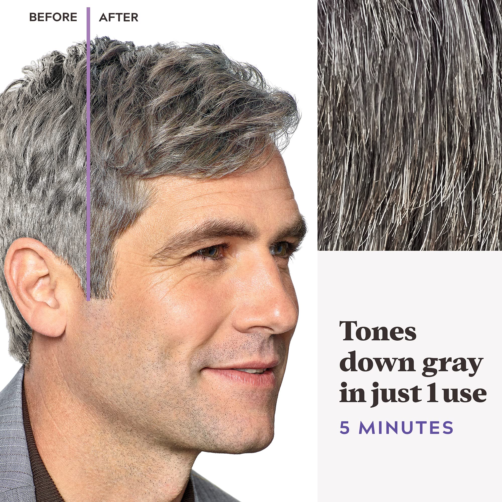 Just For Men Touch of Gray, Mens Hair Color Kit with Comb Applicator for Easy Application, Great for a Salt and Pepper Look - Medium Brown, T-35, Pack of 3