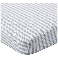 HonestBaby Boys Organic Cotton Changing Pad Cover, Blue Ticking Stripe, One Size