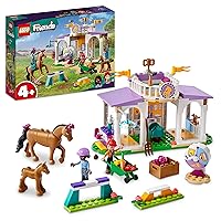 LEGO Friends Riding School Set with 2 Toy Horses, Aliya and Mia Mini Dolls, Riding Stable and Horse Toy, Animal Care Gift for Children, Girls and Boys from 4 Years 41746