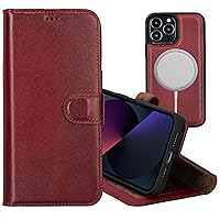 VENOULT Compatible with Mobile Phone Wallet Case for Man or Women, Genuine Leather Magnetic Luxury Folio Cover, Wireless Charge, RFID, First Class Workmanship