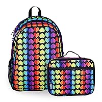 Wildkin 15 Inch Kids Backpack Bundle with Lunch Box Bag (Rainbow Hearts)