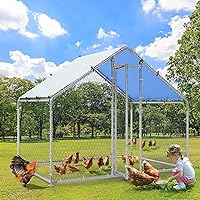 YITAHOME Metal Chicken Coop with Waterproof Cover, 9.84'L x 6.56'W x 6.39'H Spire Shaped Coop with Anti-UV Cover, Chicken Pen Duck House Rabbits Cage for Outdoor Backyard Farm Use