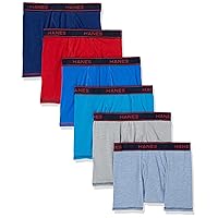 Hanes Boys' Underwear, Cool Comfort Stretch Mesh Boxer Briefs, 6-Pack