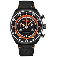 Stuhrling Original Mens Watches - Chronograph Wrist Watch with Date and Genuine Leather Strap Stainless Steel Watch with Tachymeter 24-Hour Subdial - Analog Dress Watches for Men