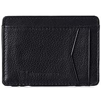 Alpine Swiss RFID Minimalist Oliver Front Pocket Wallet For Men Leather York Collection Soft Nappa Black