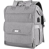 Laptop Backpack for Women,RFID Anti Theft 15.6 Inch Computer Bag Travel Backpack Men,Wide Top Open Large Teacher Nurse Backpack with USB Charging Port Airline Approved Water Resistant Daypacks Grey