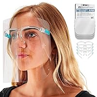 Salon World Safety Face Shields with Glasses Frames (Pack of 10) - Ultra Clear Protective Full Face Shields