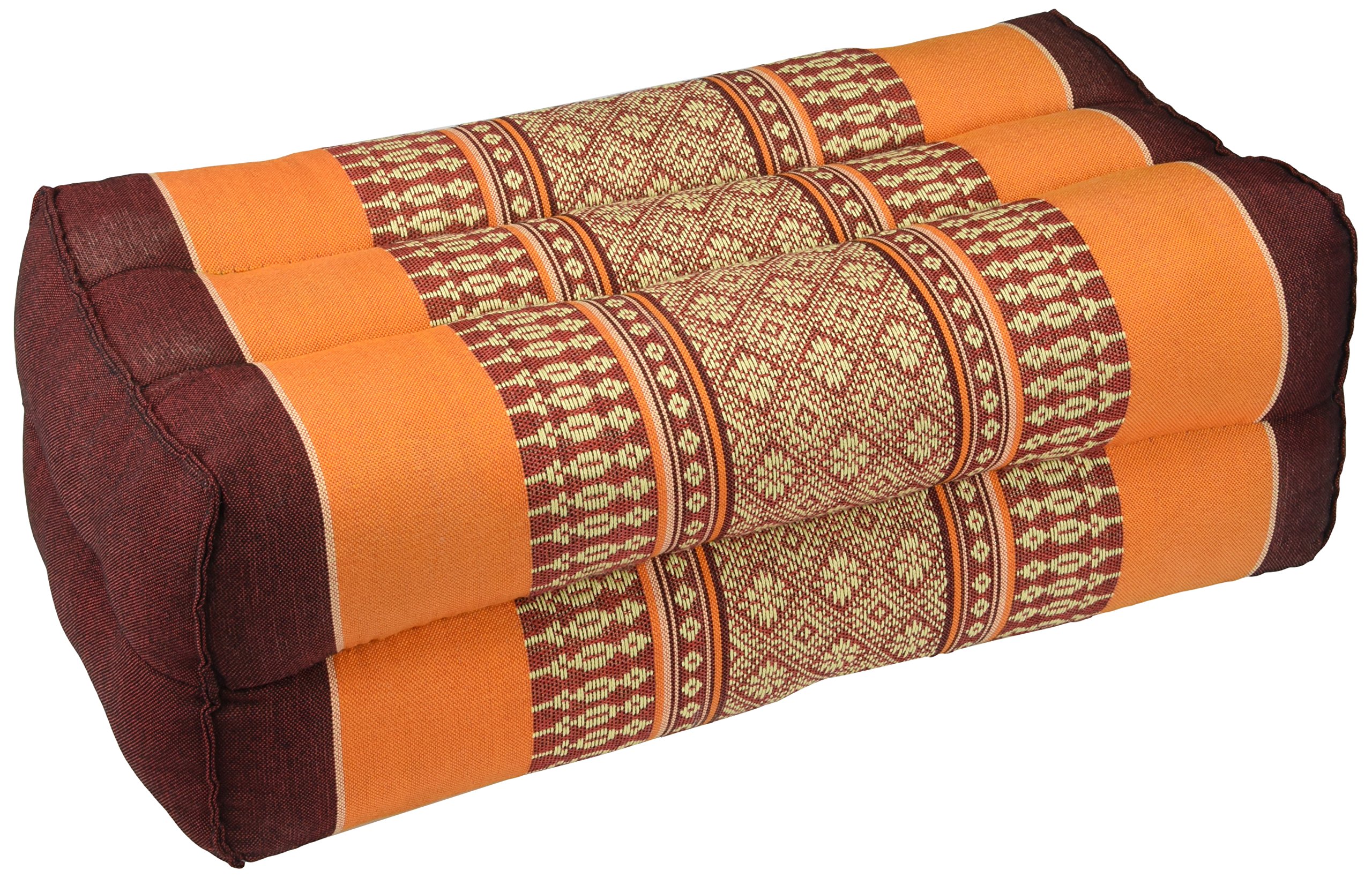 GABUR Meditation Cushion & Yoga Prop, 100% Kapok (Orange & Brown). by Kapok-Dreams., 14 X 6 X 4
