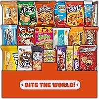 Maxi International Snack Box from around the World - Variety of Tasty Unique Foreign Munchies, Sweets and Candies - 21 Full-Size Pack including Exotic Treats in a Crate - Global Edition