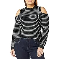 Lucky Brand Plus Size Stripe Cold Shoulder Pullover Sweater