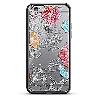 Birds & Flowers Sketch Design Chrome Series Case for iPhone 6/6S Plus - Titanium Black
