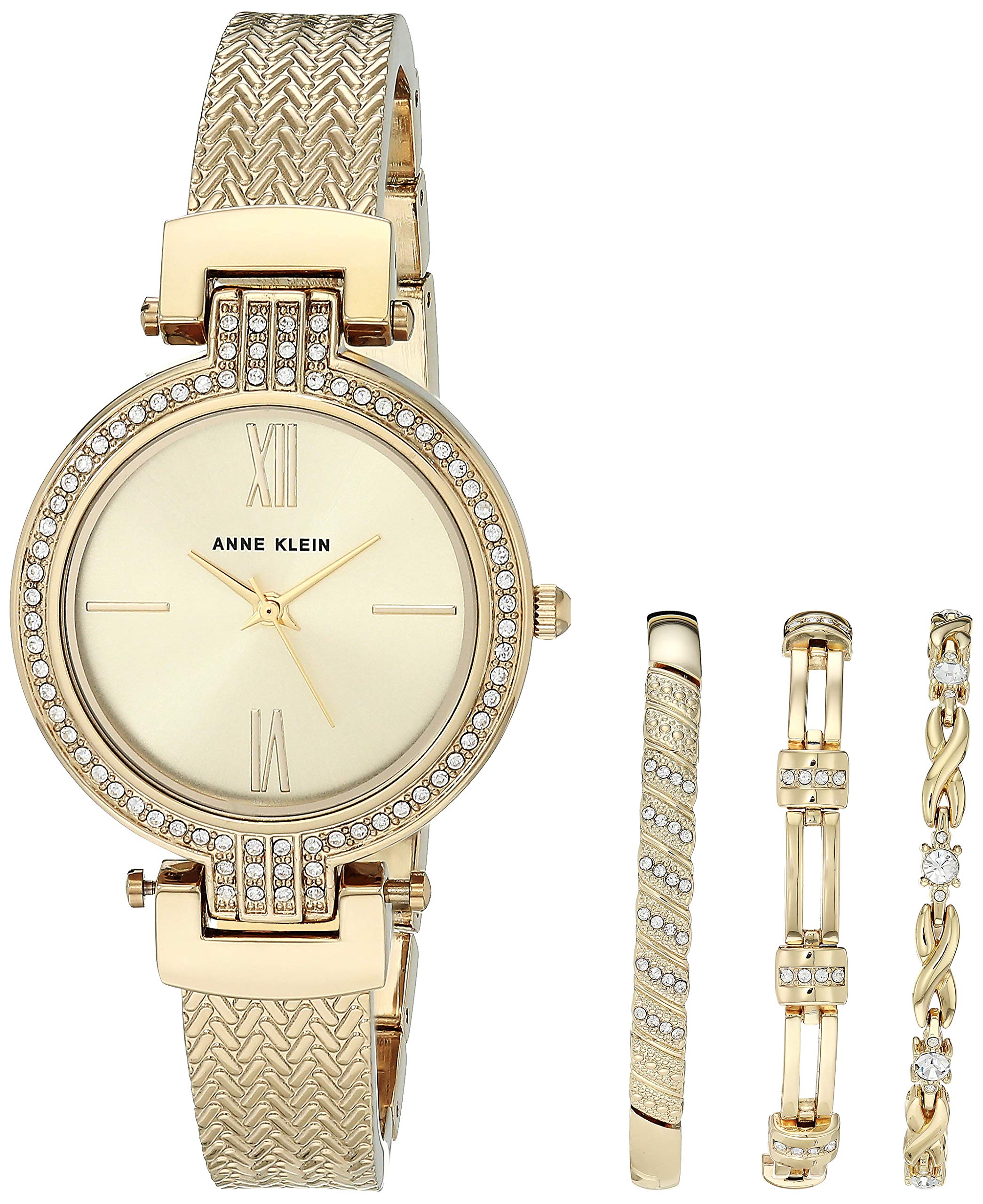 Anne Klein Women's Premium Crystal Accented Watch and Bracelet Set, AK/3584