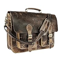 TUZECH Retro Buffalo Hunter Leather Laptop Messenger Bag Office Briefcase College Bag Leather Bag for Men and Women (15 Inches)