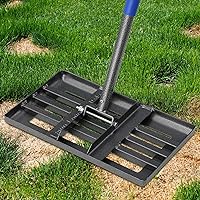 Lawn Leveling Rake with Round Edge, 6 FT Long Lawn Leveler with 17 x 10 Small Rakes Head for Smooth Garss Soil Dirt Sand, High Effect Long Handle Ground Leveling Tool for Yard Garden, No Flip