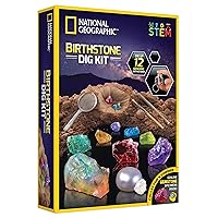 NATIONAL GEOGRAPHIC Birthstone Dig Kit - Science Kit with 12 Genuine Birthstones, Includes a Real Diamond, Ruby, Sapphire, Pearl, & More, Gemstones and Crystals, Rock Collection (Amazon Exclusive)