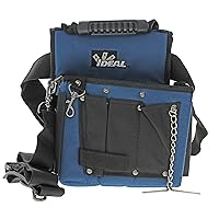 IDEAL Electrical 35-426 Journeyman Electrician's Tote – Black/Blue Multi-Ply Tool Kit Bag with Removable Shoulder Strap, Reinforced Opening,