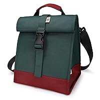 SUNNY BIRD Insulated Lunch Bag Rolltop Lunch Box Tote Lunchbox Bag for Women, Men, Adults and Teens (Green)