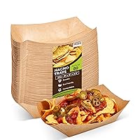 80 PCs Paper Food Trays Disposable - 3 lbs. Capacity Premium Craft Paper Food Boats for Nachos, Treats, Fast Food – Greaseproof & Eco-Friendly Nacho Boats for Carnivals, Festivals, Picnic