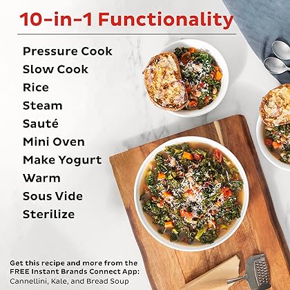 Instant Pot Pro 10-in-1 Pressure Cooker, Slow Cooker, Rice/Grain Cooker, Steamer, Sauté, Sous Vide, Yogurt Maker, Sterilizer, and Warmer, Includes App With Over 800 Recipes, Black, 6 Quart