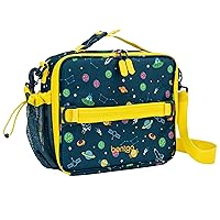 Bentgo® Kids Lunch Bag - Durable, Double-Insulated Lunch Bag for Kids 3+; Holds Lunch Box, Water Bottle, & Snacks; Easy-Clean Water-Resistant Fabric & Multiple Zippered Pockets (Space)