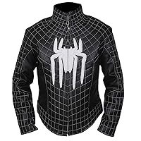 F&H Kid's Superhero Amazing Spider Black Shield Genuine Leather Jacket