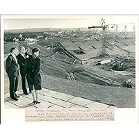 Vintage photo of Princess Royal views the construction of at Don Valley.