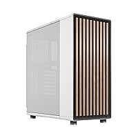 Fractal Design North Chalk White - Genuine Oak Wood Front - Mesh Side Panels - Two 140mm Aspect PWM Fans Included - Type C USB - ATX Airflow Mid Tower PC Gaming Case