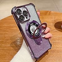Misscase for iPhone 14 Pro MagSafe Case with Stand,Military Grade Protection Magnetic Shockproof Hard Case with Ring Holder Kickstand Camera Lens Protector for iPhone 14 Pro 6.1'' Purple