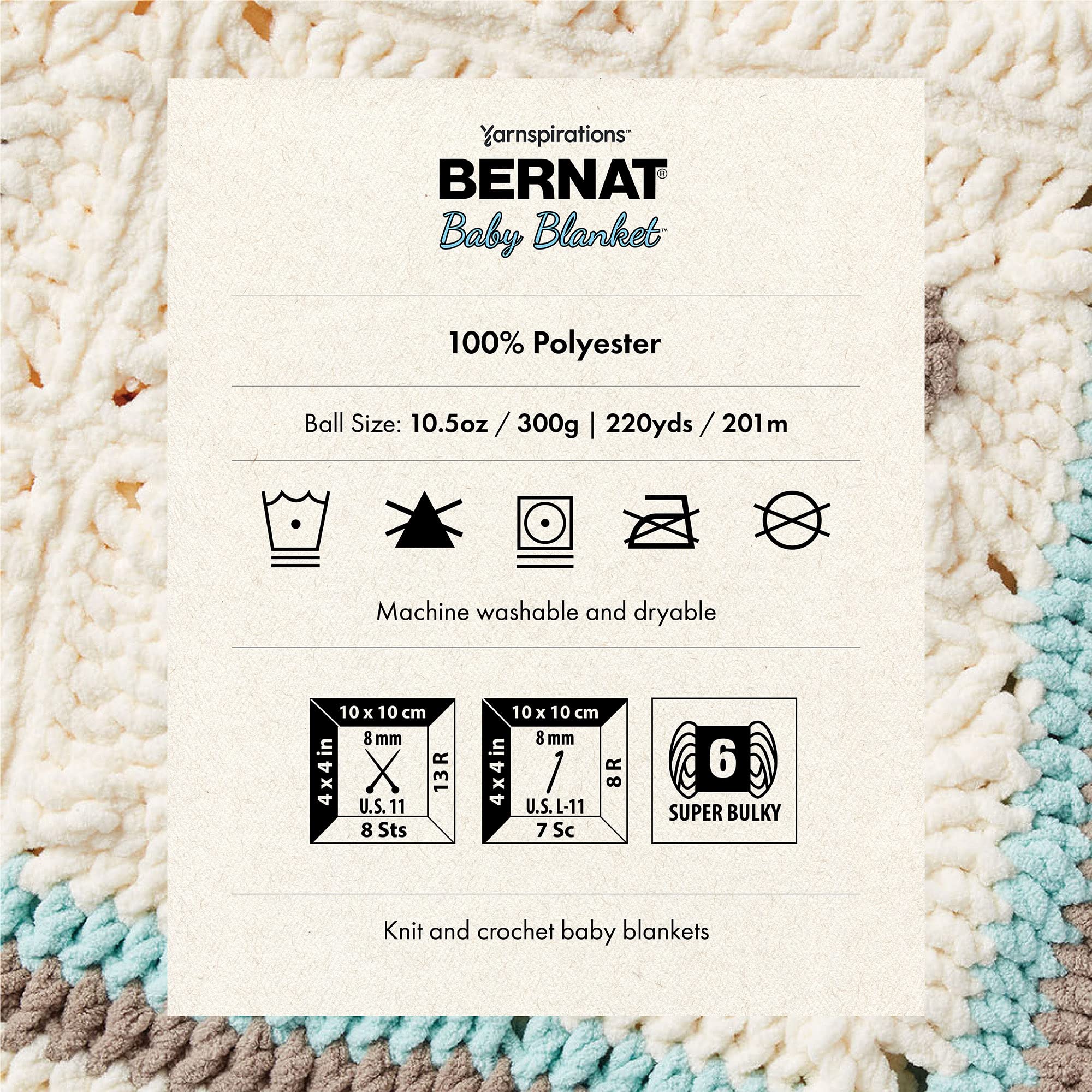Bernat Baby Blanket BB Buttercup Yarn - 1 Pack of 10.5oz/300g - Polyester - #6 Super Bulky - 220 Yards - Knitting, Crocheting, Crafts & Amigurumi