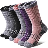 Kids Merino Wool Hiking Socks Boys Girls Toddlers Winter Warm Thick Thermal Cushion Crew Gift Socks 6 Pairs
