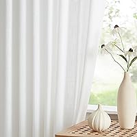 Vision Home White Pinch Pleated Semi Sheer Curtains Textured Light Filtering Window Curtains 95 inch for Living Room Bedroom Rayon Blended Pinch Pleat Drapes with Hooks 2 Panels 40