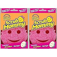 Scrub Daddy Dual Sided Sponge and Scrubber - Scrub Mommy - Scratch Free Sponge for Dishes and Home, Soft in Warm Water, Firm in Cold, Odor Resistant, Deep Cleaning, Multi Surface, Dishwasher Safe 2ct